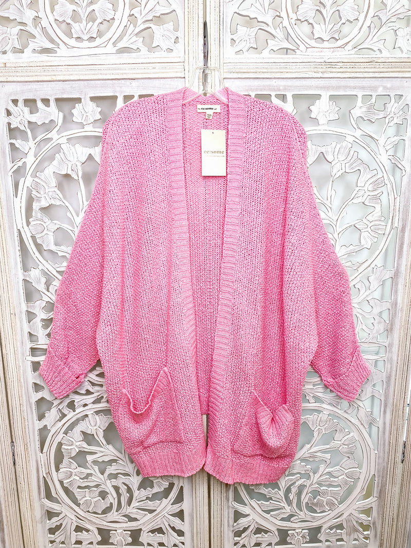 #M674 Knitted From The Heart Cardigan (Bubble Gum)