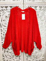 #M677 Knitted From The Heart Cardigan (Red)