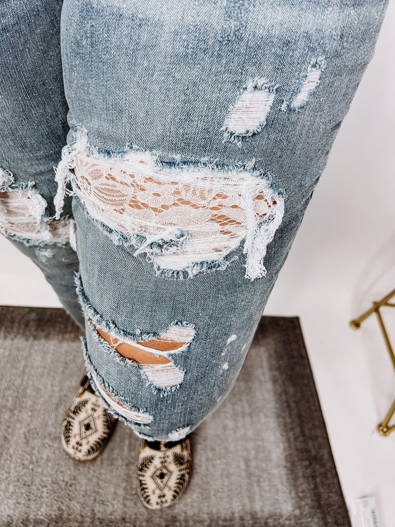 #N271 Lace Patch Judy Blue Skinny Jeans