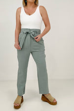 Gilli High Waist Pin Tuck Linen Pants