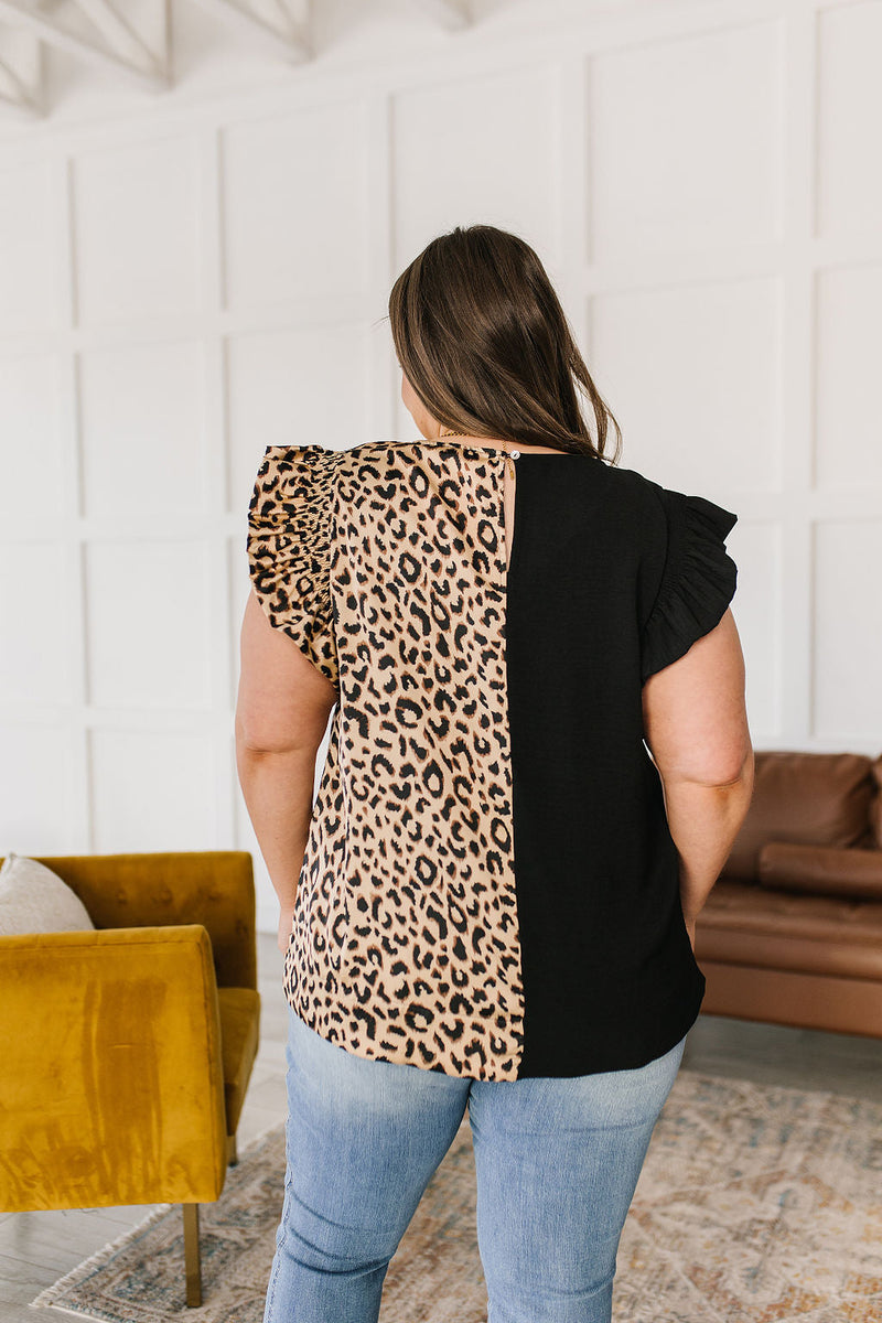 A Bit Wild Flutter Sleeve Top