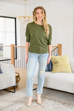 A Day Together Long Sleeve Top in Olive BF35