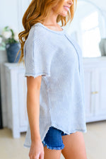 A Wink and a Smile Waffle Knit Top in Light Grey