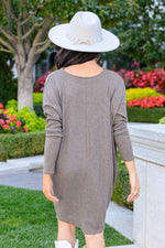 Be True Cowl Neck Knit Mini Dress In Cocoa LD23