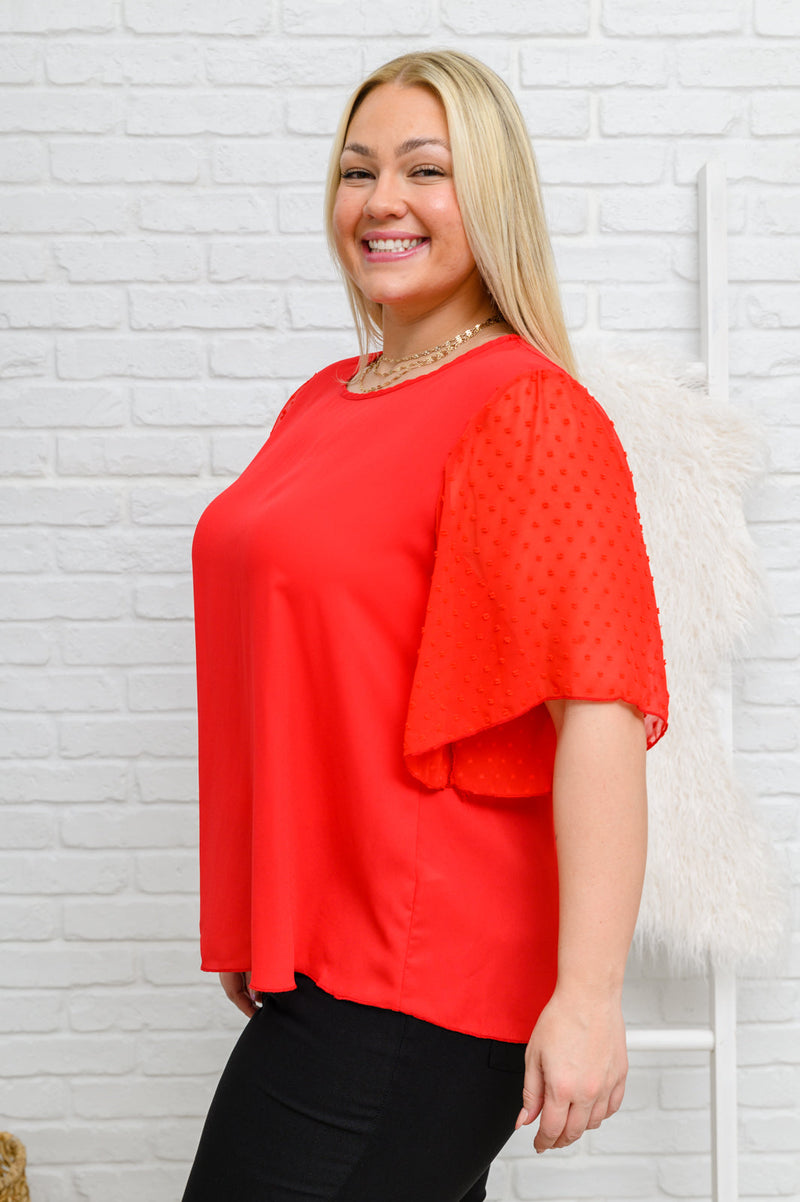 Best Of My Love Short Sleeve Blouse In Red BF35