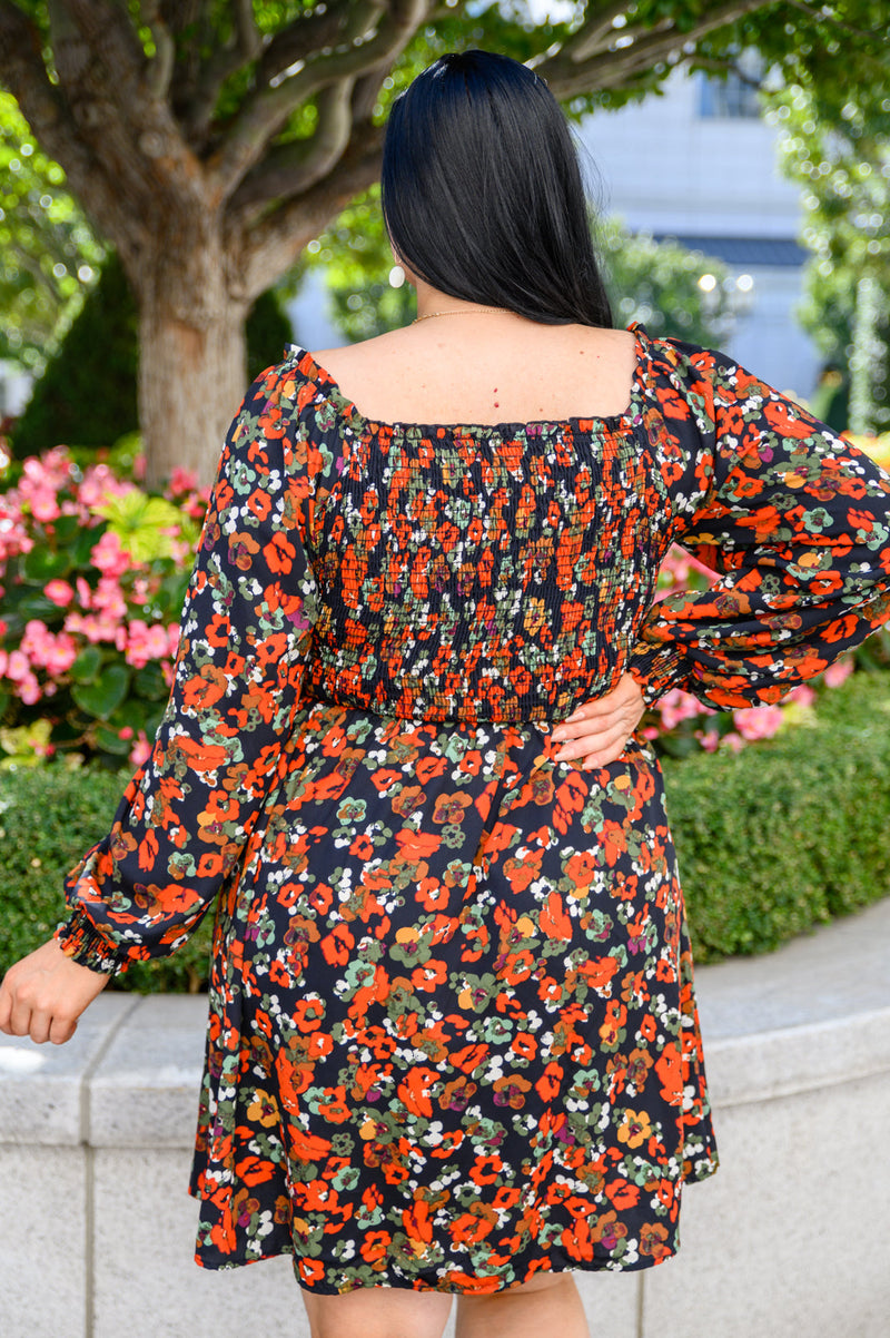 Bet On It Shirred Long Sleeve Floral Dress LD23