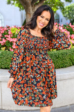 Bet On It Shirred Long Sleeve Floral Dress LD23