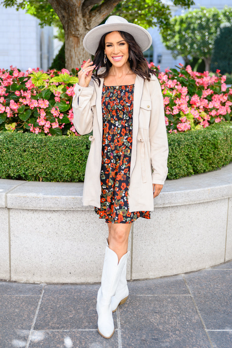 Bet On It Shirred Long Sleeve Floral Dress LD23