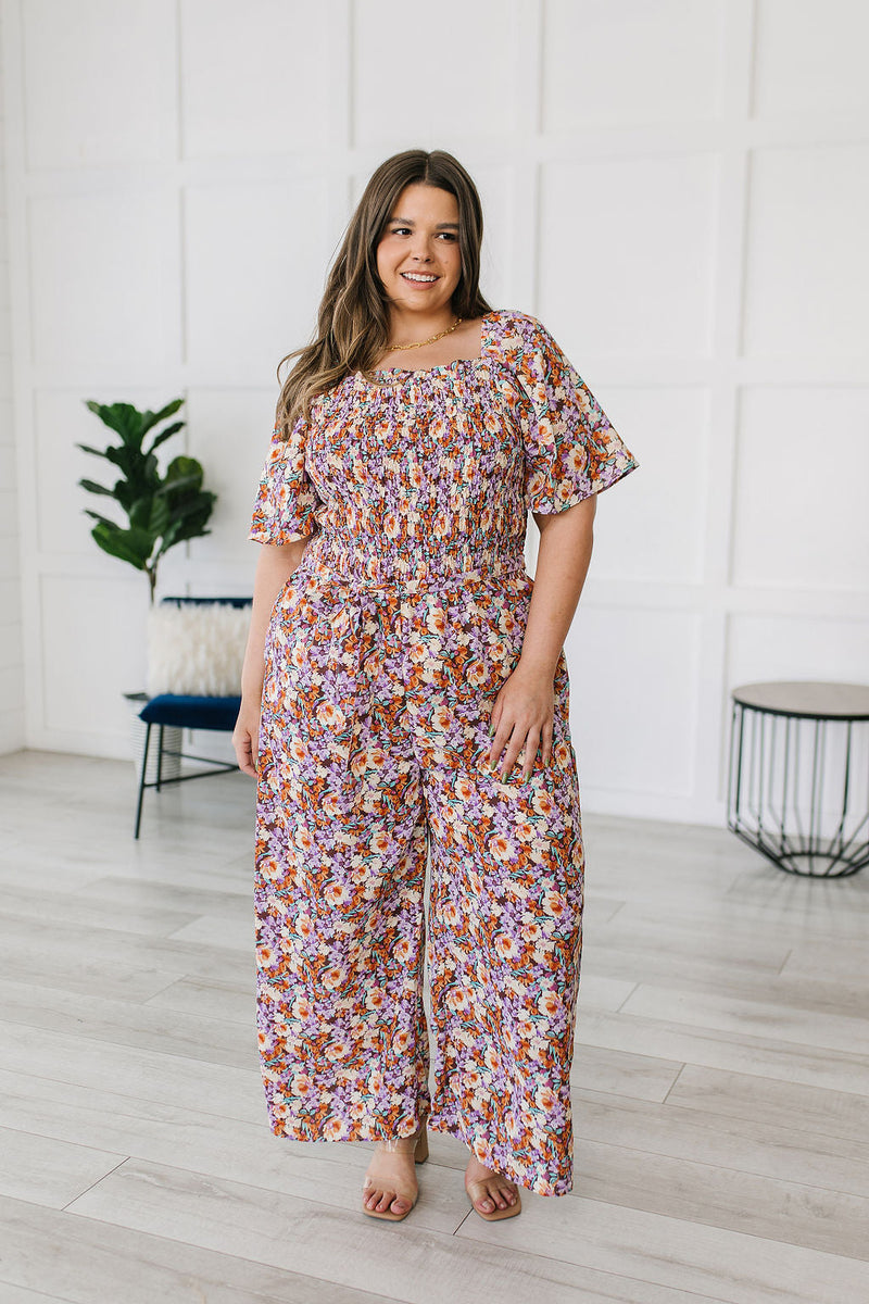 Plus size floral jumpsuit cheap with sleeves