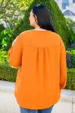 Bop To The Top Puff Sleeve Blouse In Caramel Winter22