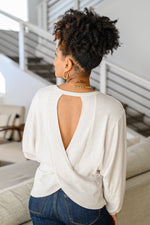 Brianne Long Sleeve Open Back Top In Ivory Winter22