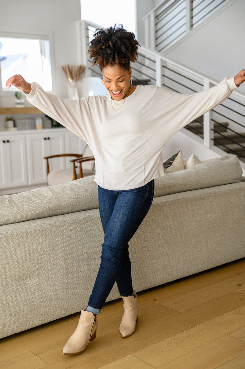 Brianne Long Sleeve Open Back Top In Ivory Winter22