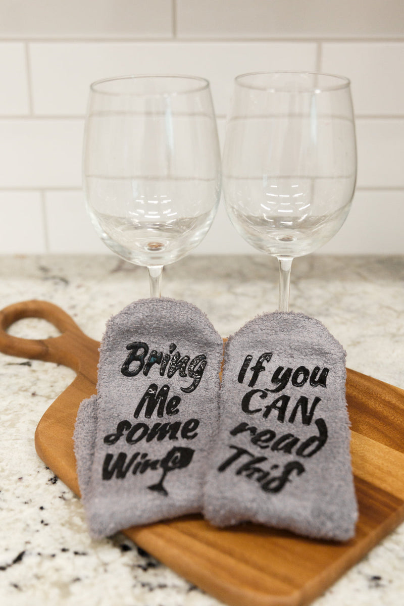 Bring Me Some Wine Socks In Gray