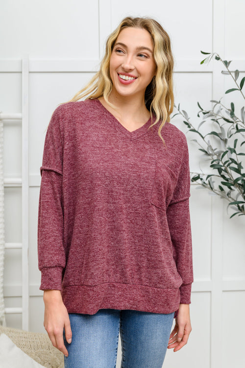 Brushed Soft Sweater In Burgundy Robots23