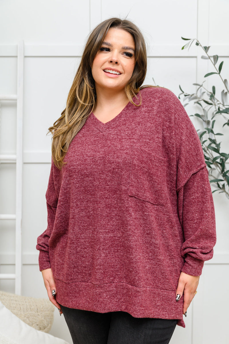 Brushed Soft Sweater In Burgundy Robots23