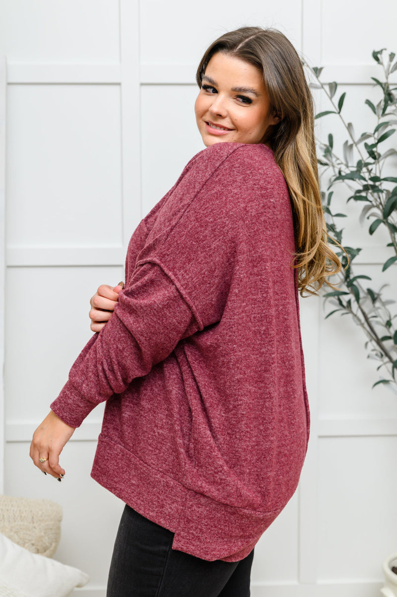 Brushed Soft Sweater In Burgundy Robots23