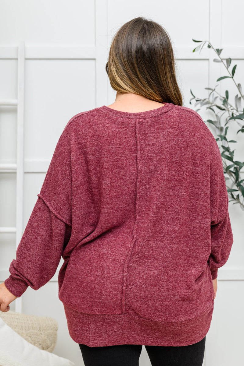 Brushed Soft Sweater In Burgundy Robots23