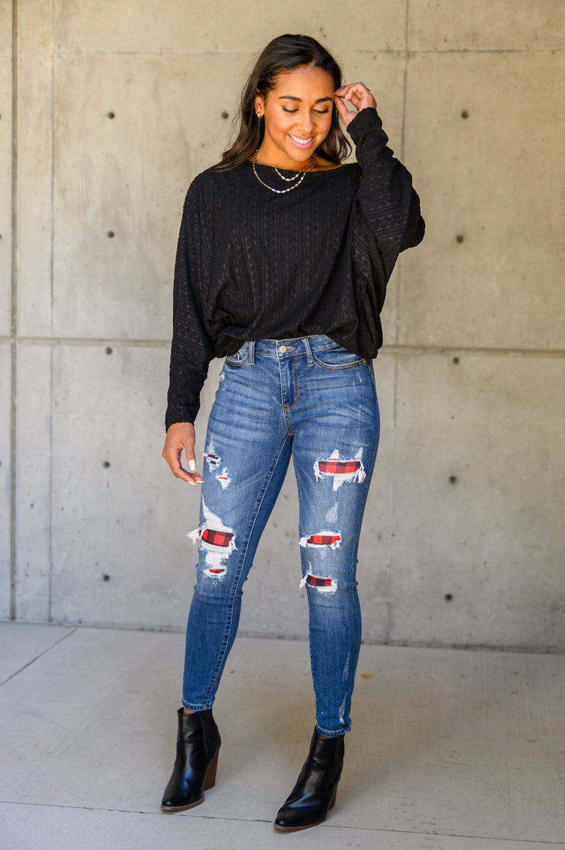 Buffalo Plaid Peek-A-Boo Skinnies Robots23