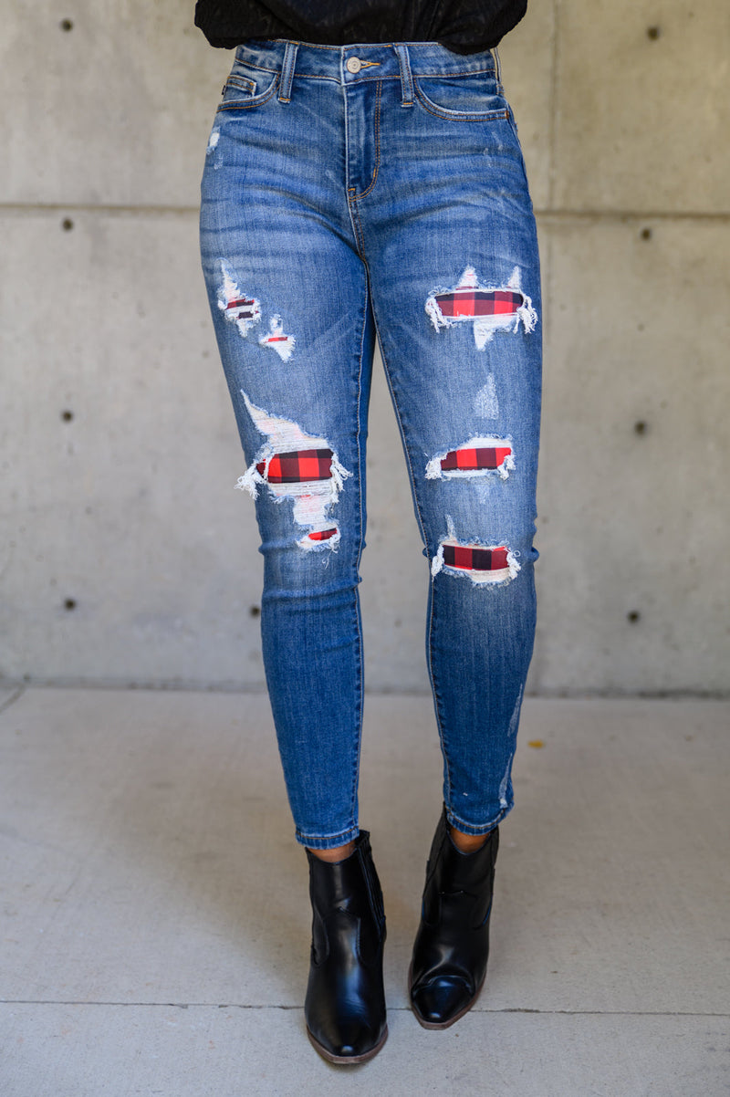 Buffalo Plaid Peek-A-Boo Skinnies Robots23