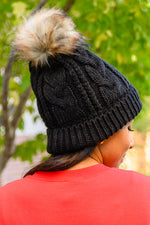 Cable Knit Cuffed Beanie In Black Winter22
