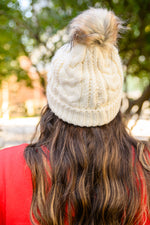 Cable Knit Cuffed Beanie In Ivory Robots23