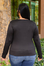 Can You Believe It Basic Long Sleeve Top In Black Robots23