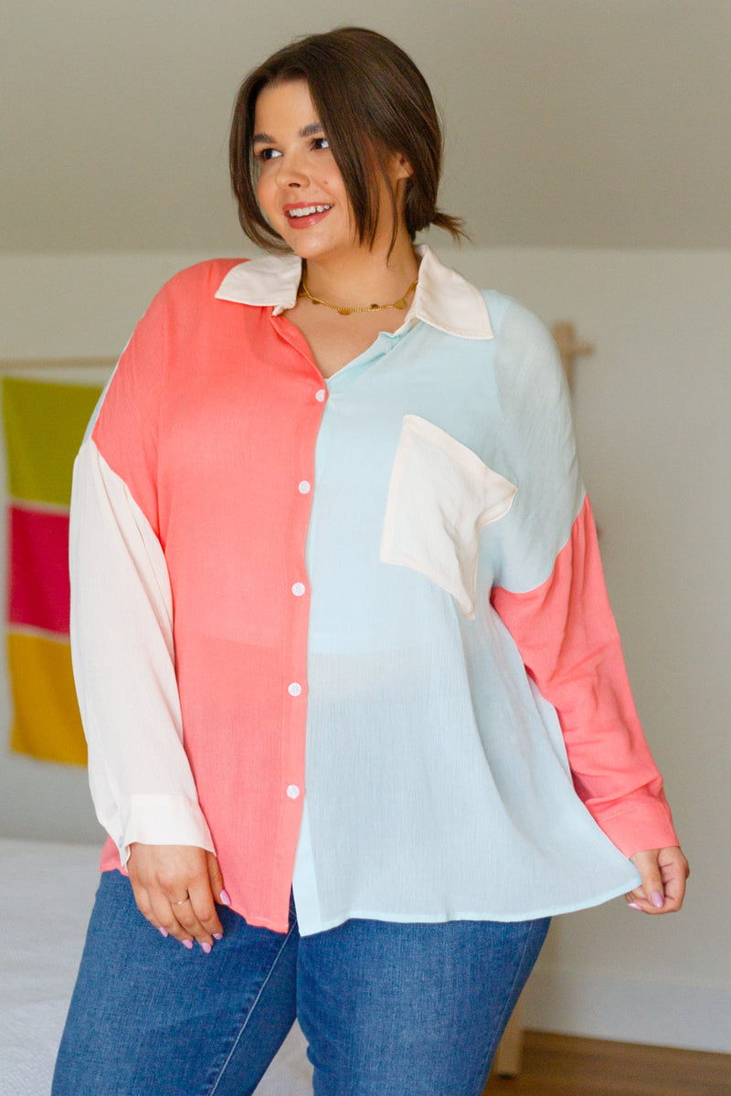 Capture The Day Two Toned Button Up LD23