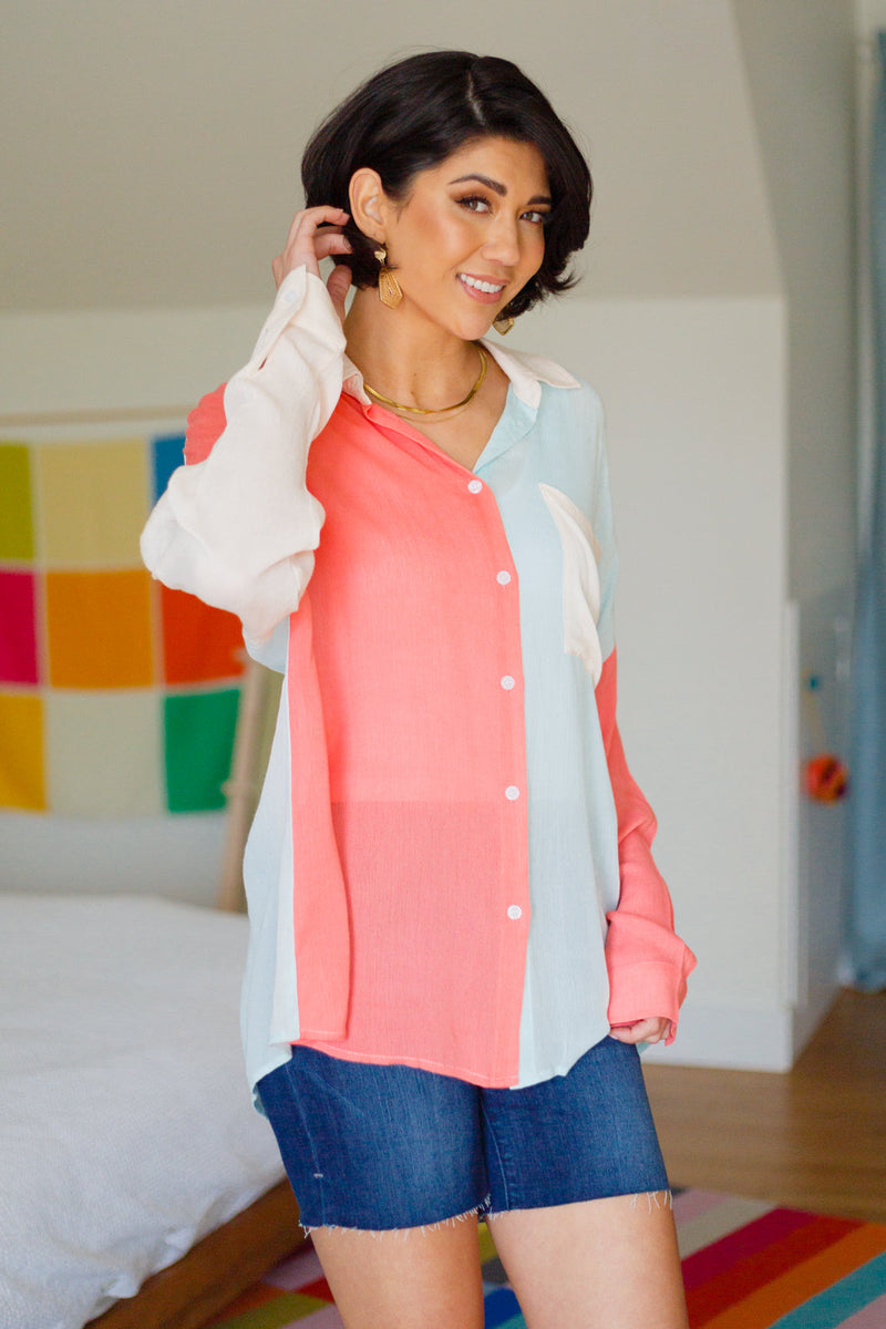 Capture The Day Two Toned Button Up LD23