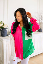 Capture the Day Two Toned Button Up Kelly BF35