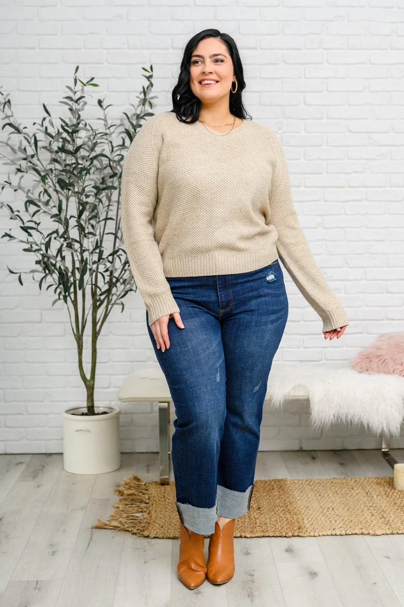 Chai Latte V-Neck Sweater in Oatmeal BF35