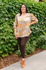 Chantry V Neck Floral Blouse in Sage Winter22