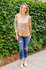 Chantry V Neck Floral Blouse in Sage Winter22