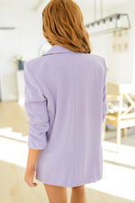 Chic In Lavender Ruched 3/4 Sleeve Blazer LD23