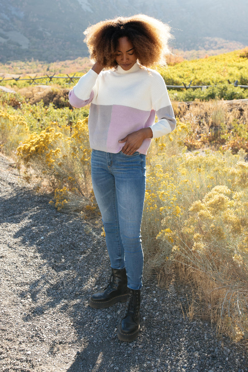 Color Block Top in Lavender Winter22