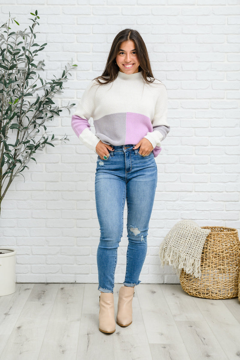 Color Block Top in Lavender Winter22