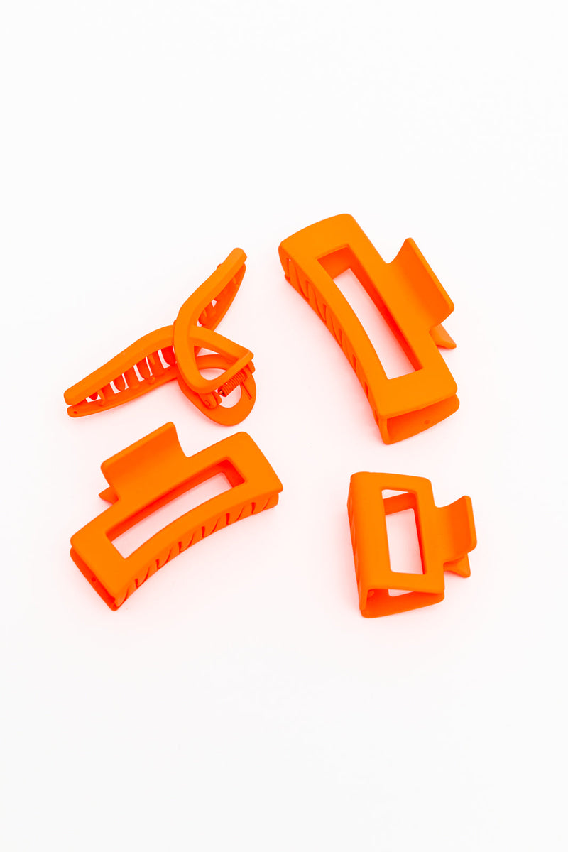 Claw Clip Set of 4 in Orange LD23