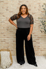 Cleo Velvet Wide Leg Pants In Black Winter22