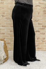 Cleo Velvet Wide Leg Pants In Black Winter22