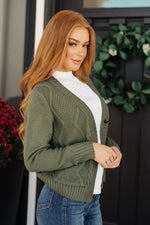 Climbing Vine Cable Knit Cardigan in Green BF35