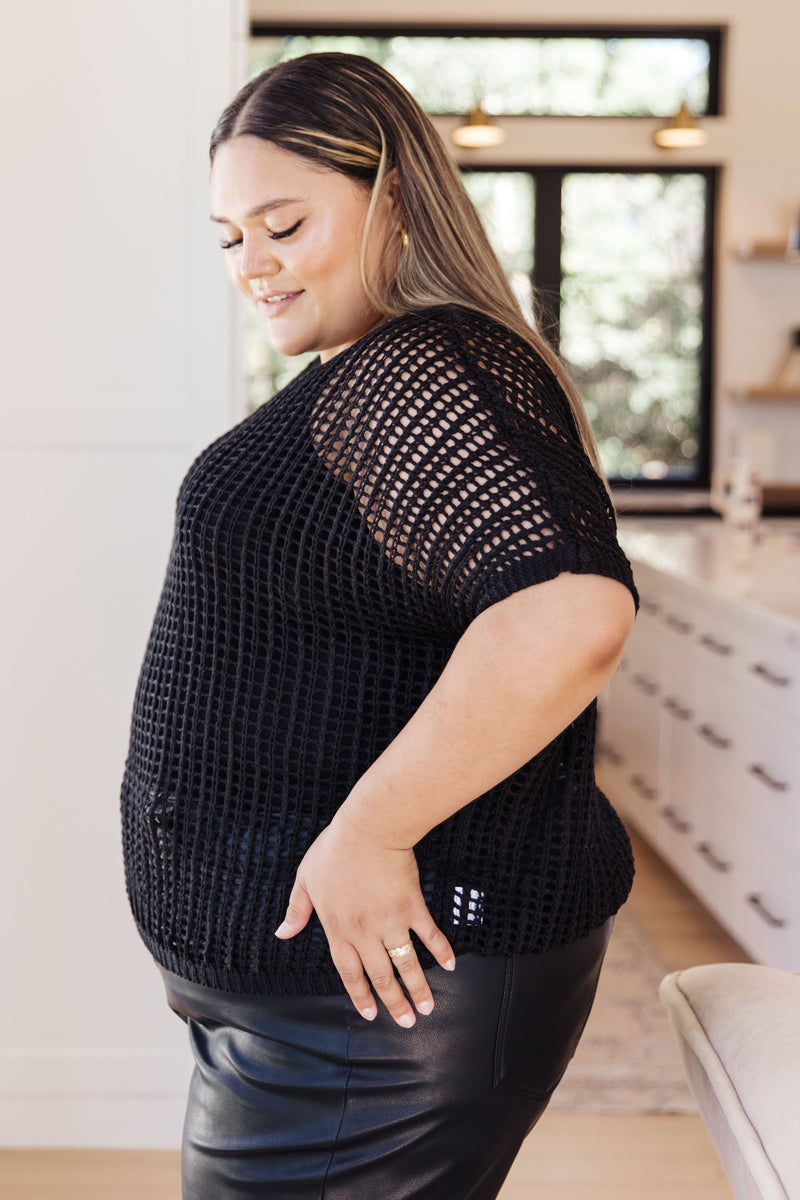 Coastal Dreams Fishnet Top in Black BF35