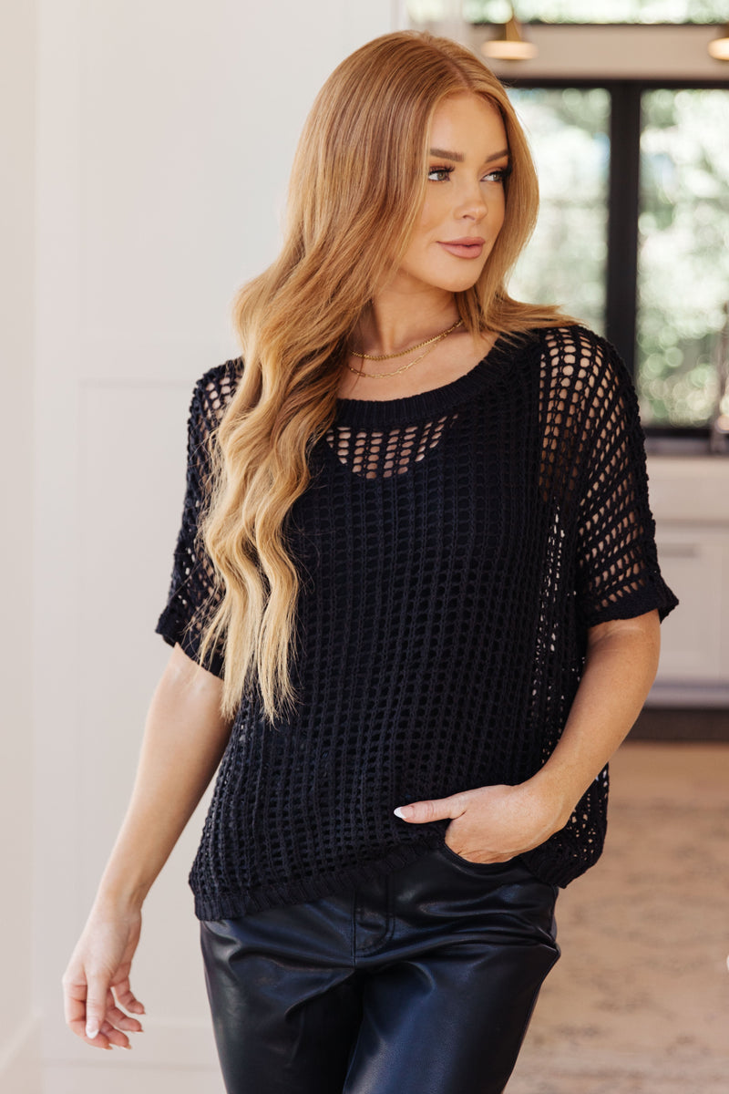 Coastal Dreams Fishnet Top in Black BF35