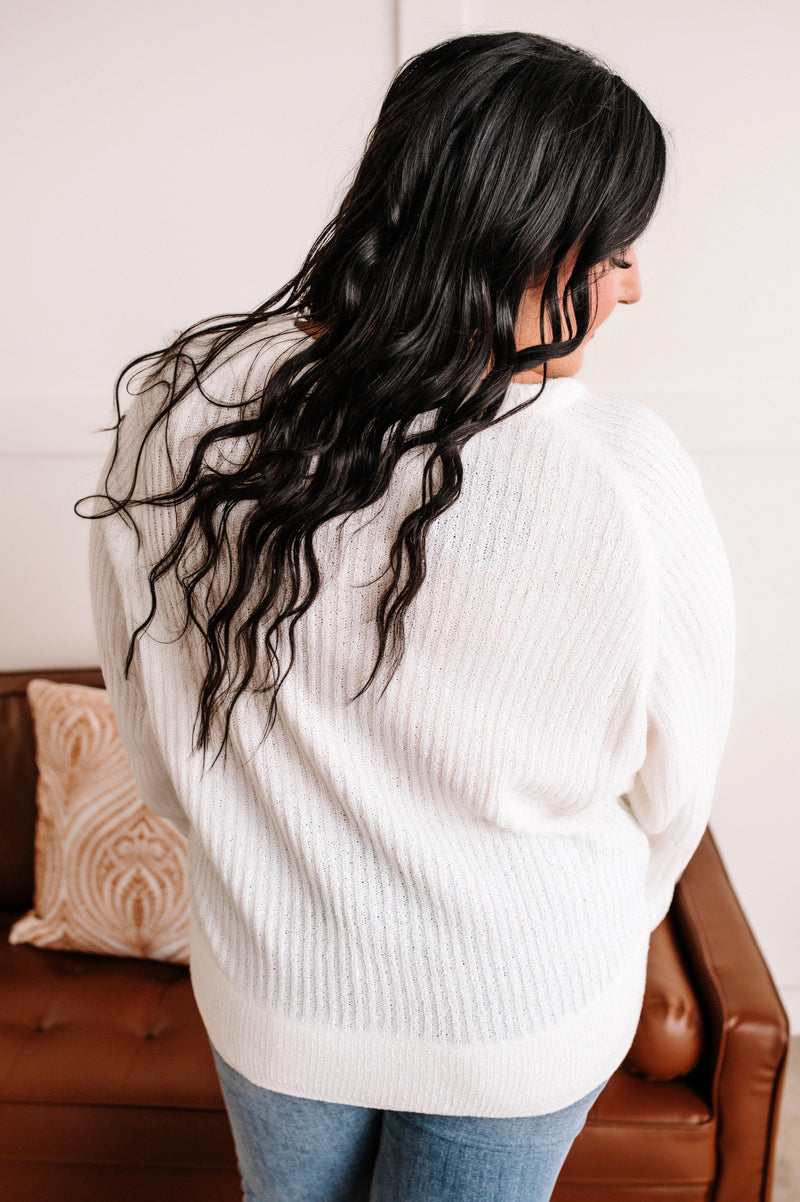 Snow Day Button Down Cardigan In Ivory