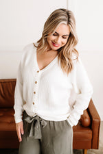 Snow Day Button Down Cardigan In Ivory