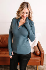 Mock Neck Athletic Top In Winter Storm