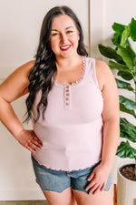 Sleeveless Button Top In Light Lilac