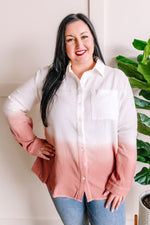 Long Sleeve Button Down Top In Rustic Ombre