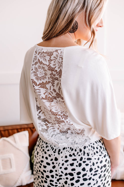 Taking It Back Lace Top In White