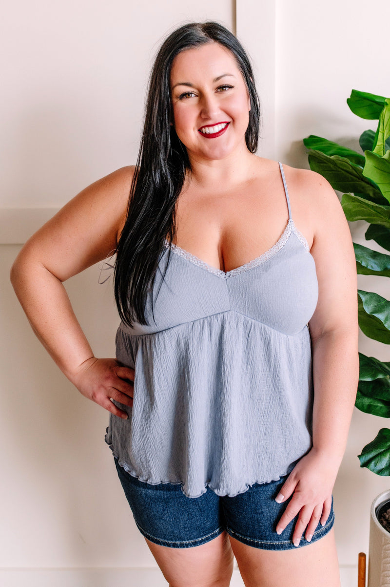 Sleeveless Babydoll Top in Soft Periwinkle