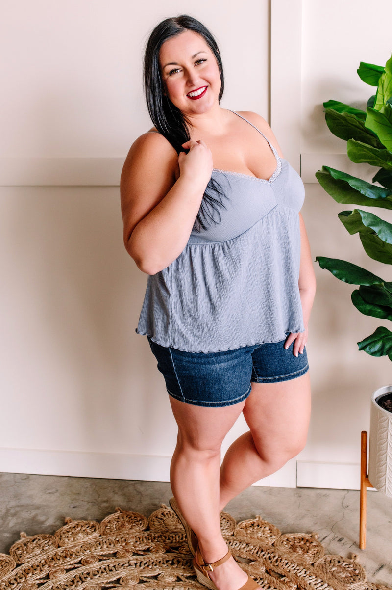 Sleeveless Babydoll Top in Soft Periwinkle