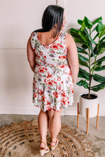 Sleeveless Ivory Floral Dress With Attached Shorts